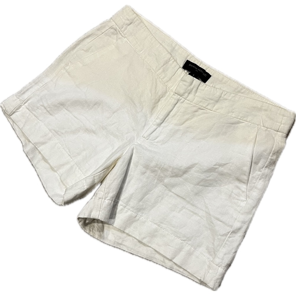 Banana Republic Cream Linen-Blend Jean Shorts